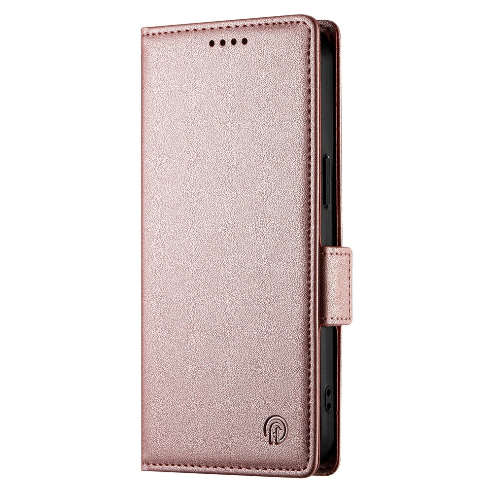 For Redmi 14C 4G Side Buckle Magnetic Frosted Leather Phone Case(Rose Gold)