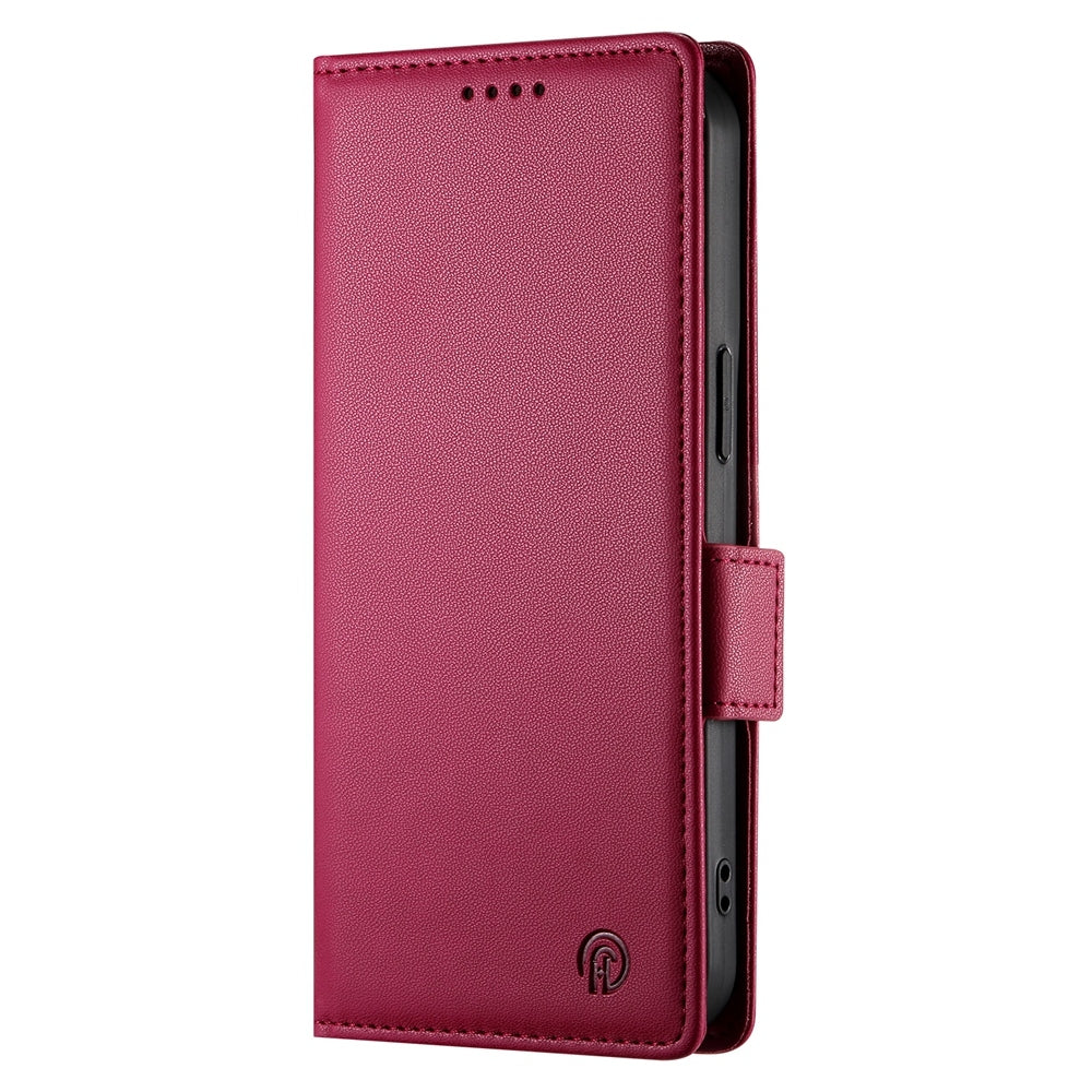 For Redmi 14C 4G Side Buckle Magnetic Frosted Leather Phone Case(Wine Red)