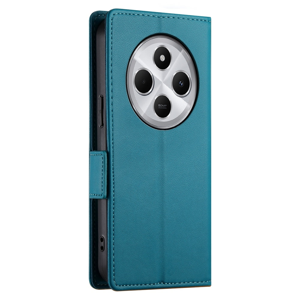 For Redmi 14C 4G Side Buckle Magnetic Frosted Leather Phone Case(Blue)