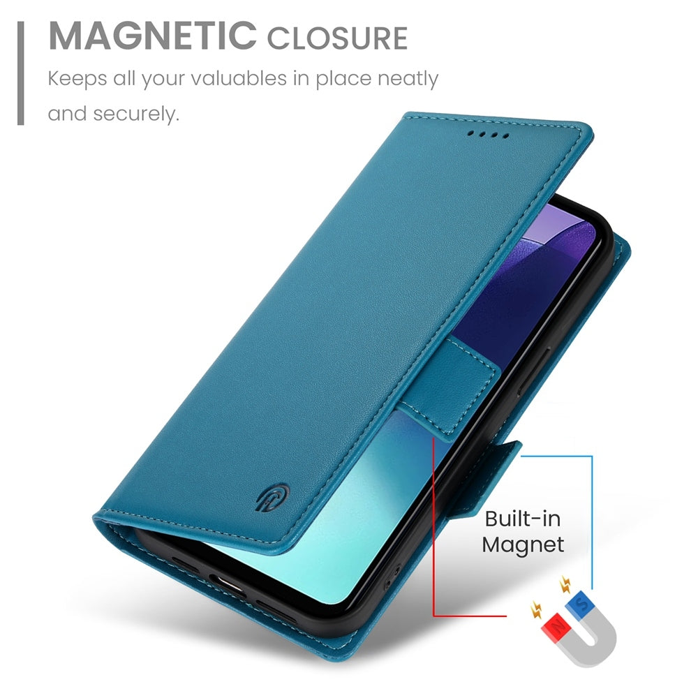 For Redmi 14C 4G Side Buckle Magnetic Frosted Leather Phone Case(Blue)