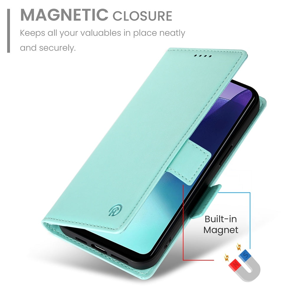 For Redmi 14C 4G Side Buckle Magnetic Frosted Leather Phone Case(Mint Green)