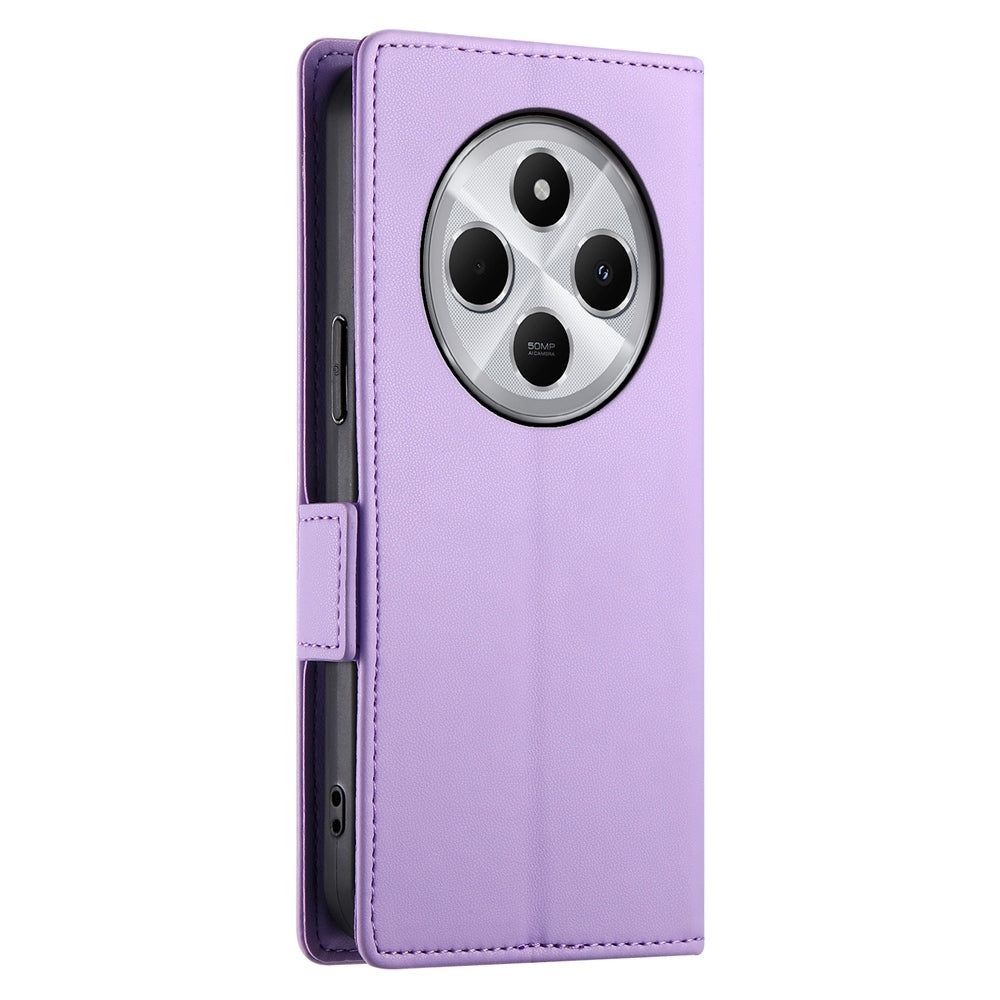 For Redmi 14C 4G Side Buckle Magnetic Frosted Leather Phone Case(Purple)