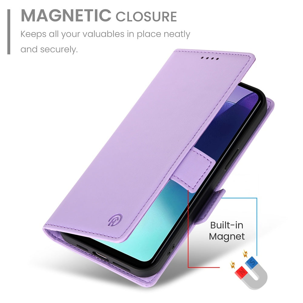 For Redmi 14C 4G Side Buckle Magnetic Frosted Leather Phone Case(Purple)