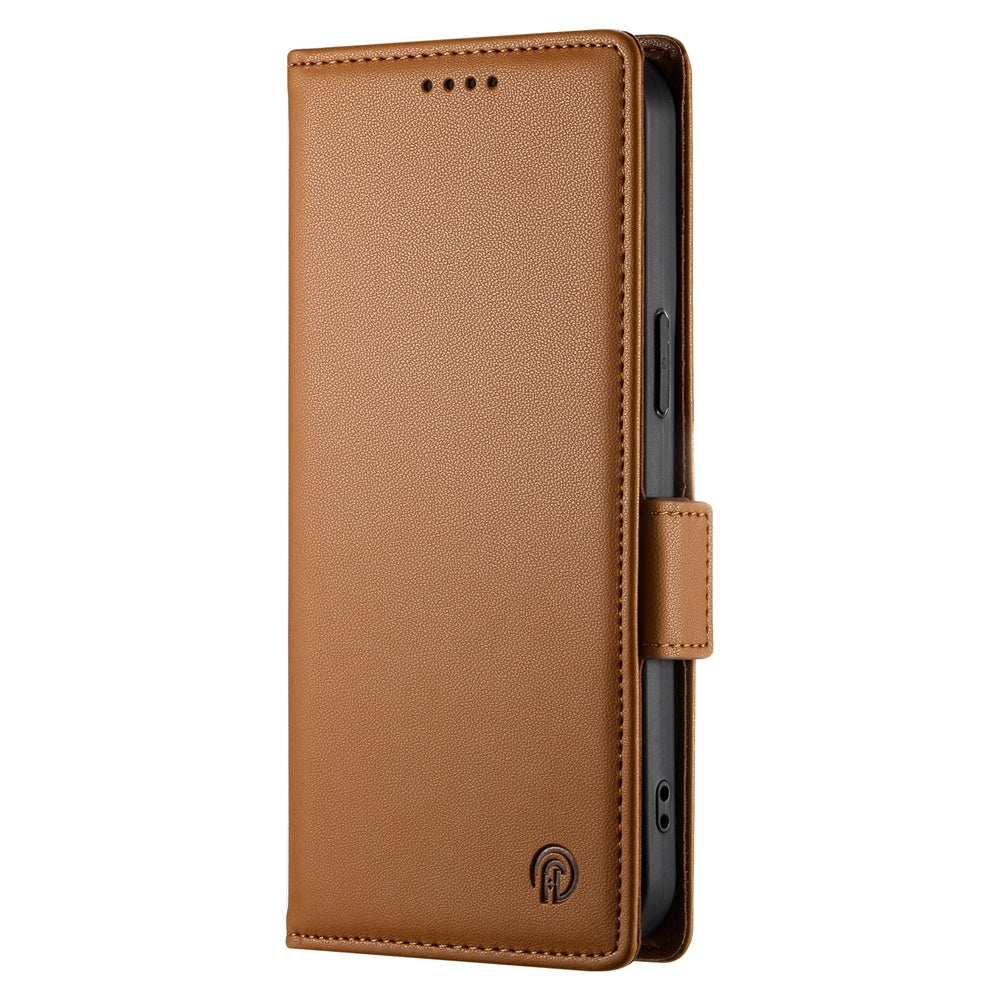 For Redmi 14C 4G Side Buckle Magnetic Frosted Leather Phone Case(Brown)