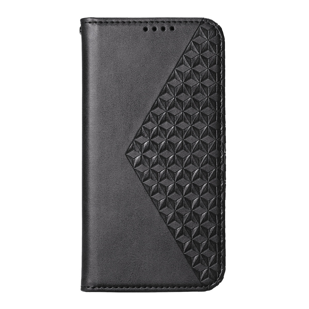 For Redmi 14C 4G Cubic Grid Calf Texture Magnetic Leather Phone Case(Black)