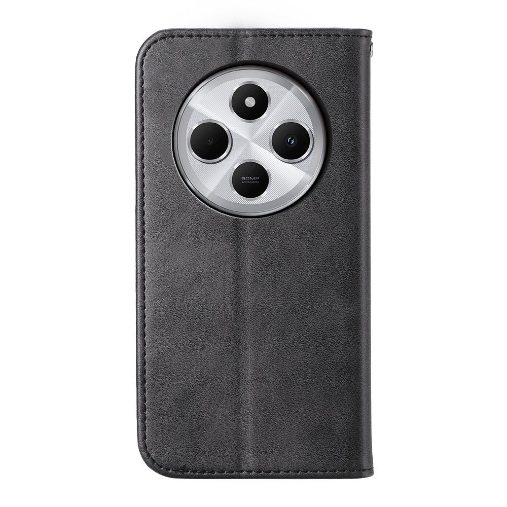 For Redmi 14C 4G Cubic Grid Calf Texture Magnetic Leather Phone Case(Black)