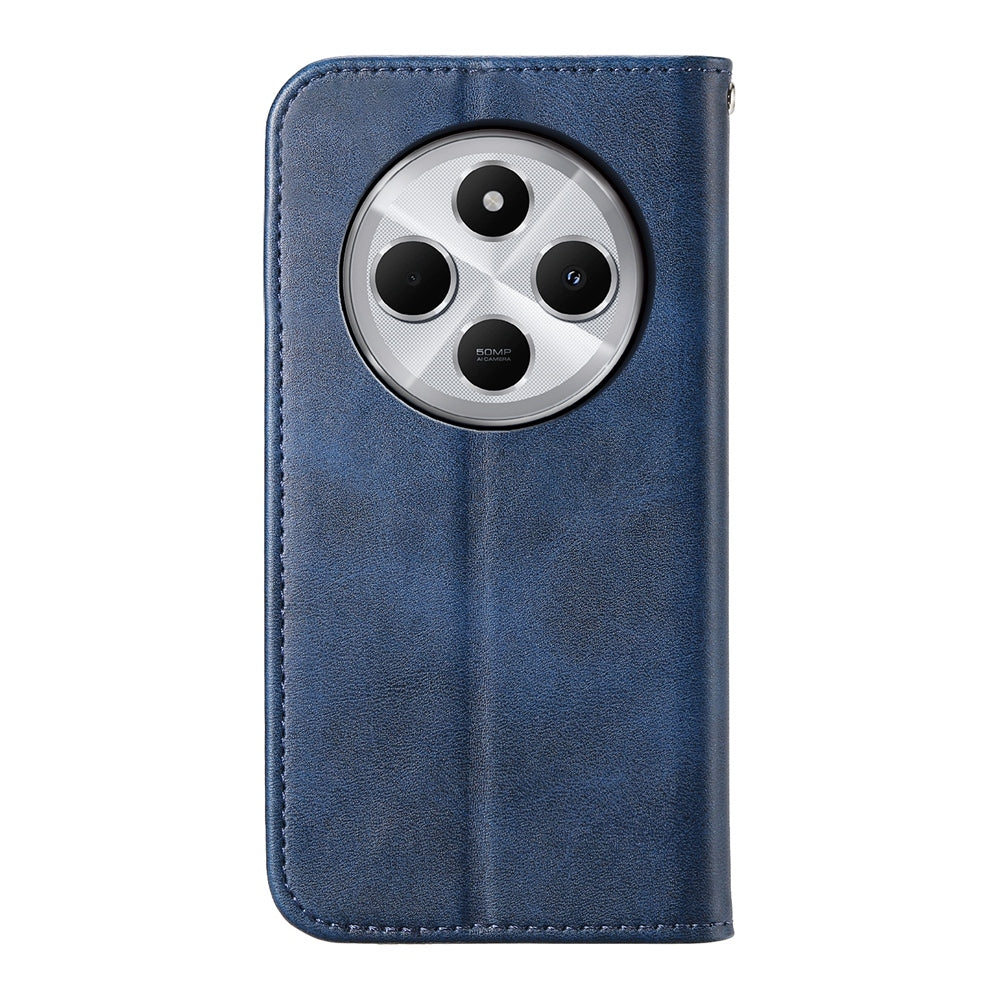 For Redmi 14C 4G Cubic Grid Calf Texture Magnetic Leather Phone Case(Blue)