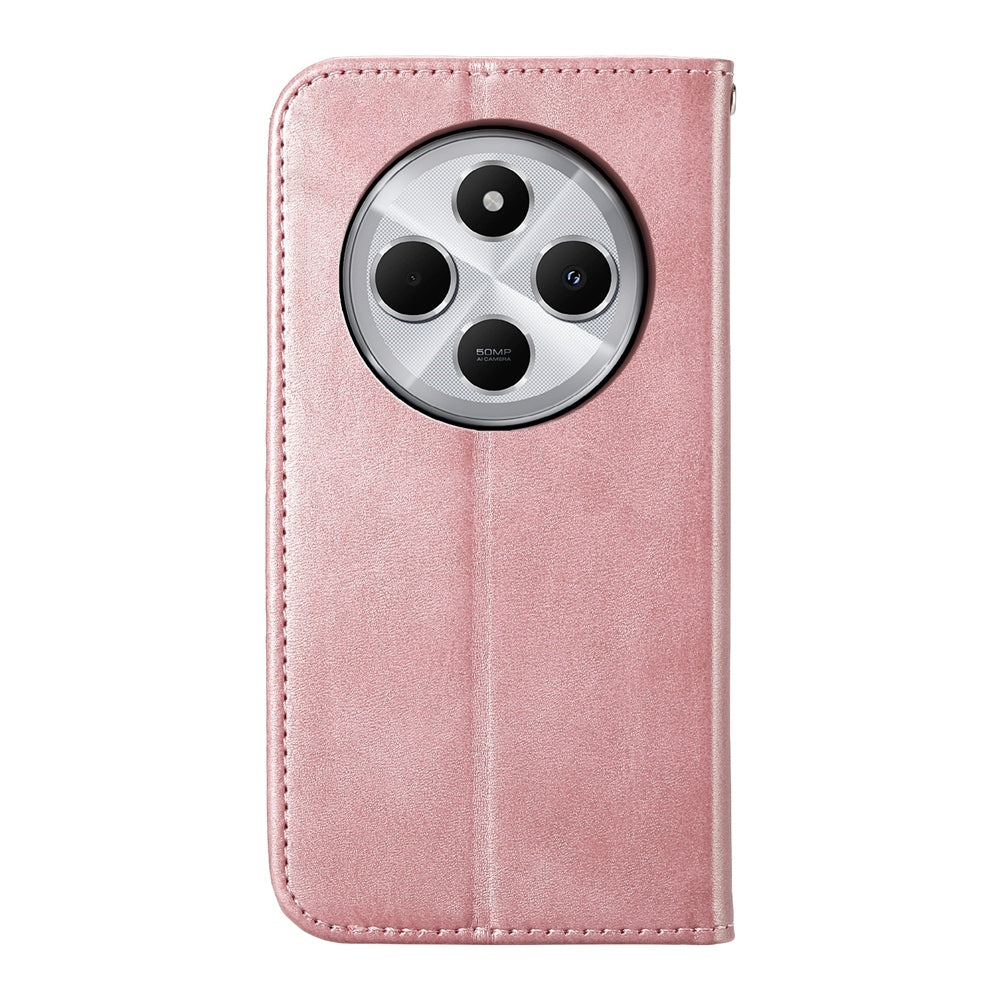 For Redmi 14C 4G Cubic Grid Calf Texture Magnetic Leather Phone Case(Rose Gold)