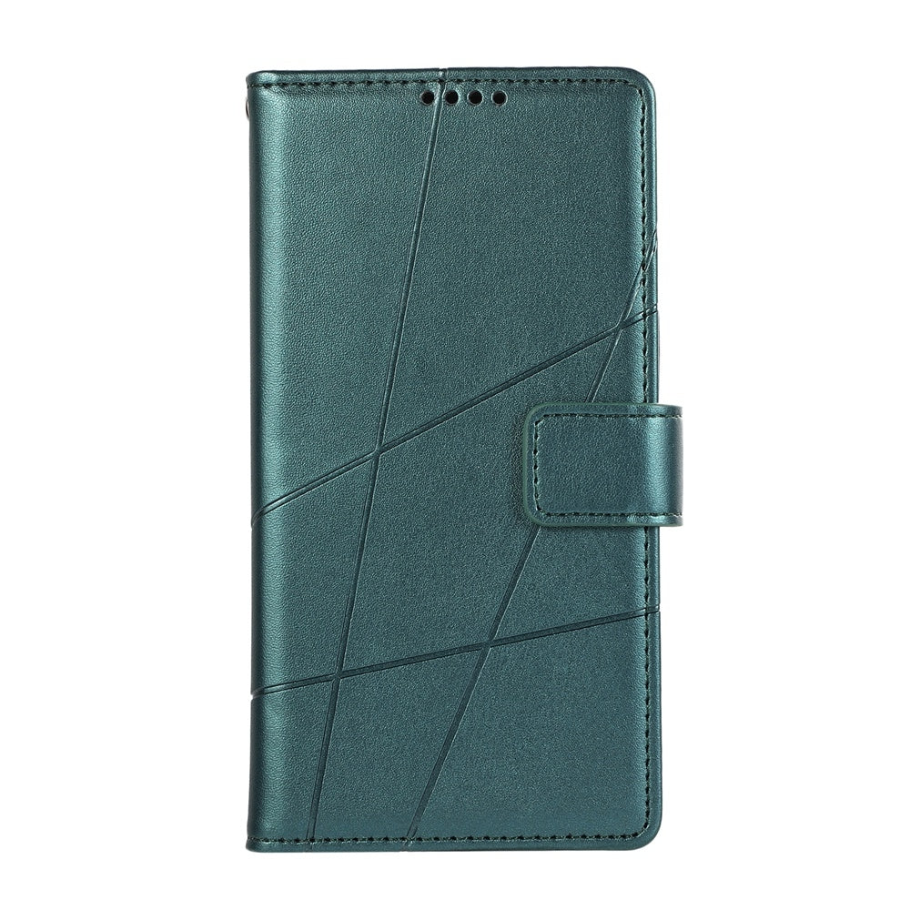 For Redmi 14C 4G PU Genuine Leather Texture Embossed Line Phone Case(Green)