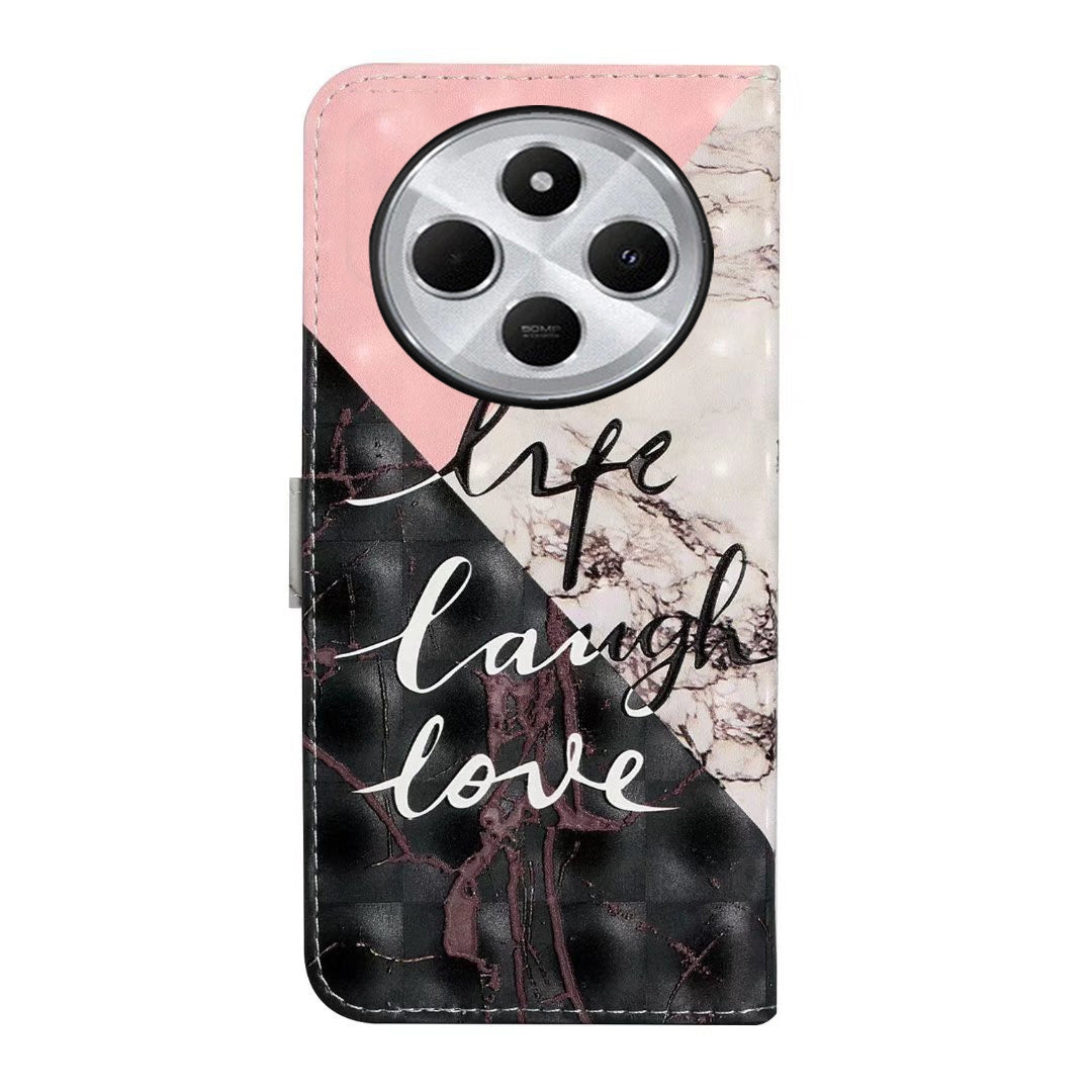 For Redmi 14C 4G Oil Embossed 3D Drawing Leather Phone Case(Stitching Marble)