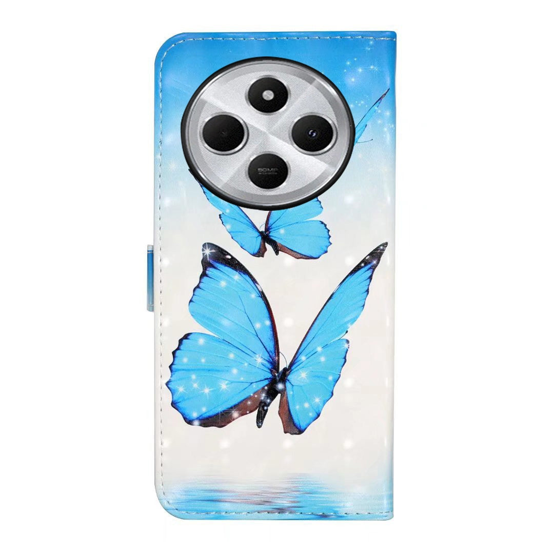 For Redmi 14C 4G Oil Embossed 3D Drawing Leather Phone Case(3 Butterflies)