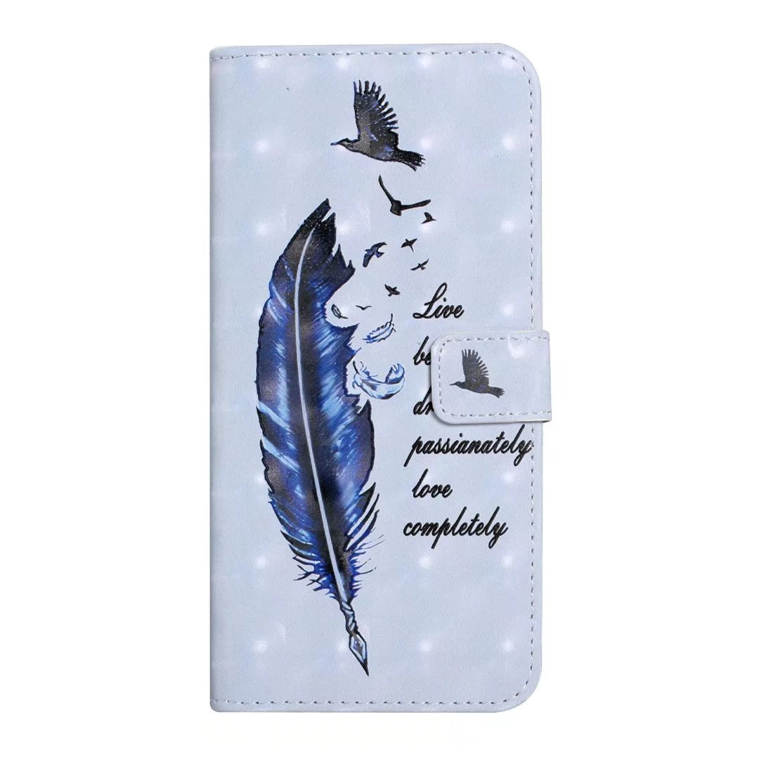 For Redmi 14C 4G Oil Embossed 3D Drawing Leather Phone Case(Blue Feather)