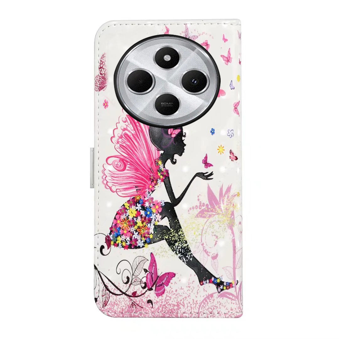 For Redmi 14C 4G Oil Embossed 3D Drawing Leather Phone Case(Flower Fairy)