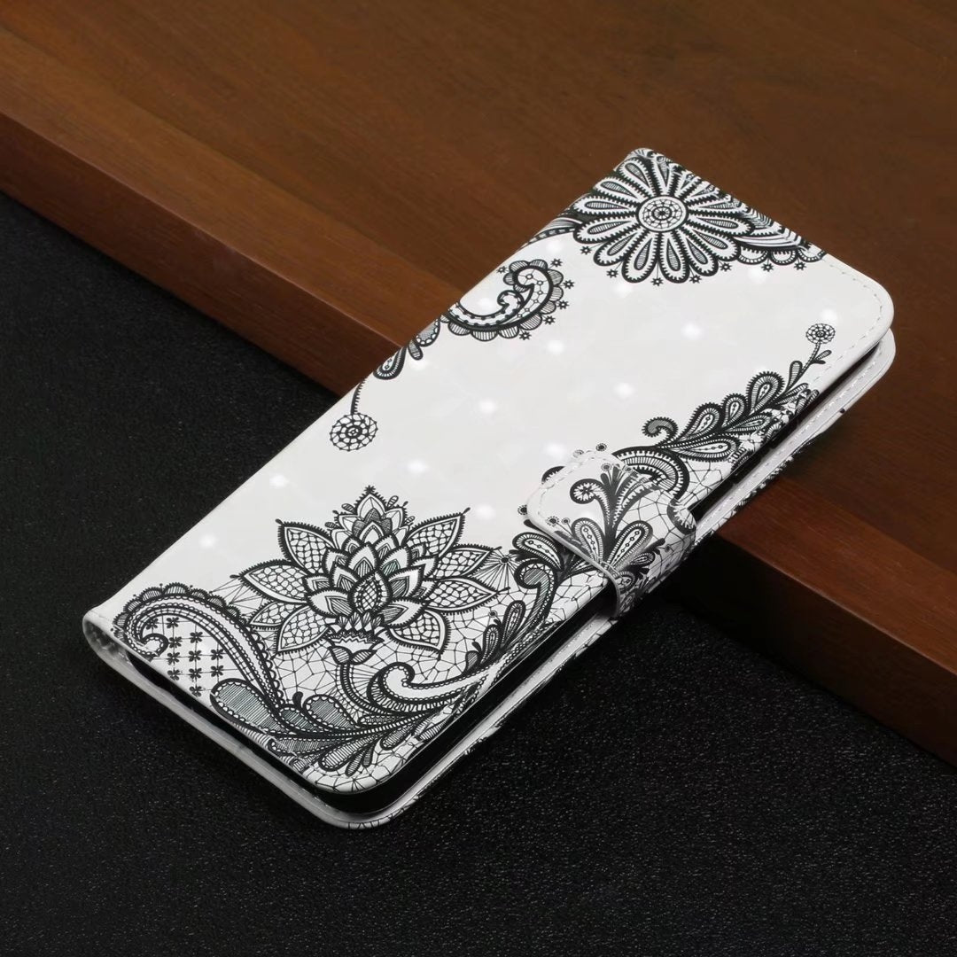 For Redmi 14C 4G Oil Embossed 3D Drawing Leather Phone Case(Lace Flower)