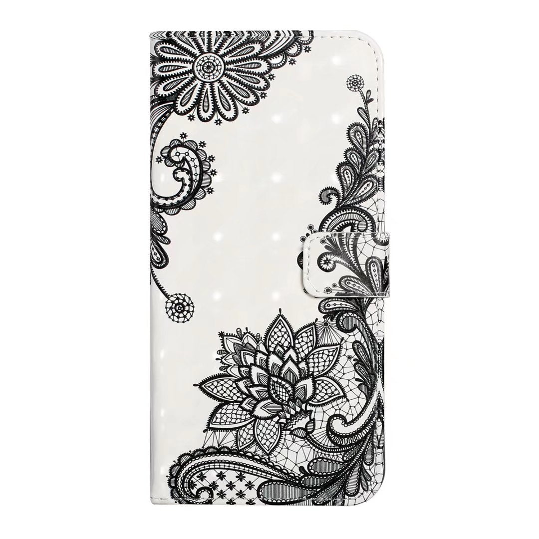 For Redmi 14C 4G Oil Embossed 3D Drawing Leather Phone Case(Lace Flower)