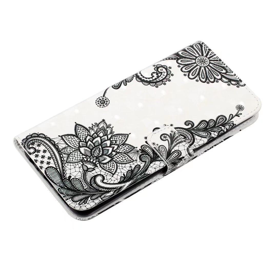 For Redmi 14C 4G Oil Embossed 3D Drawing Leather Phone Case(Lace Flower)