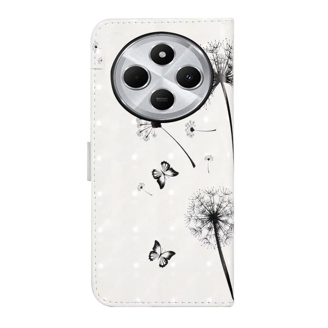 For Redmi 14C 4G Oil Embossed 3D Drawing Leather Phone Case(Couple Dandelion)