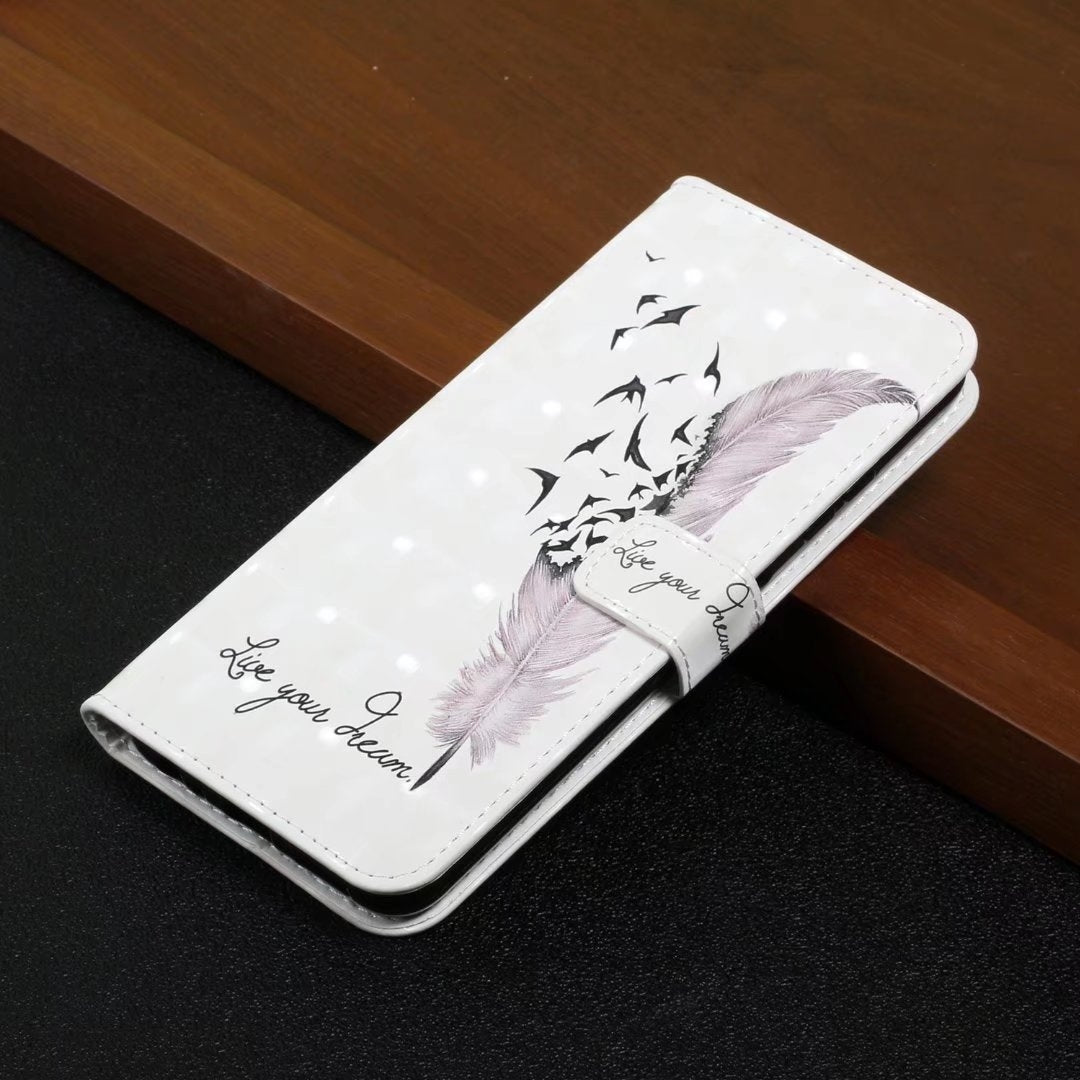 For Redmi 14C 4G Oil Embossed 3D Drawing Leather Phone Case(Feather)