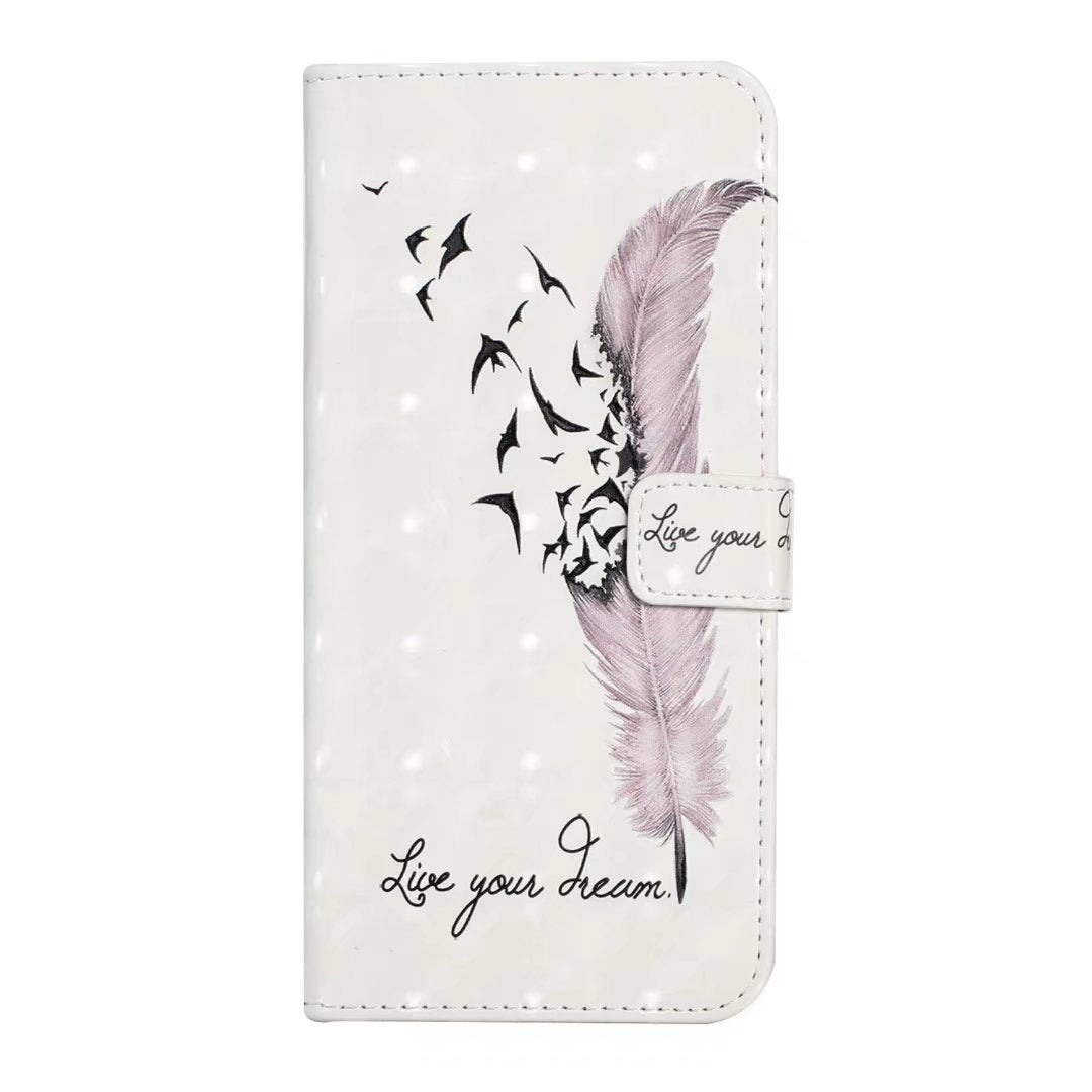 For Redmi 14C 4G Oil Embossed 3D Drawing Leather Phone Case(Feather)