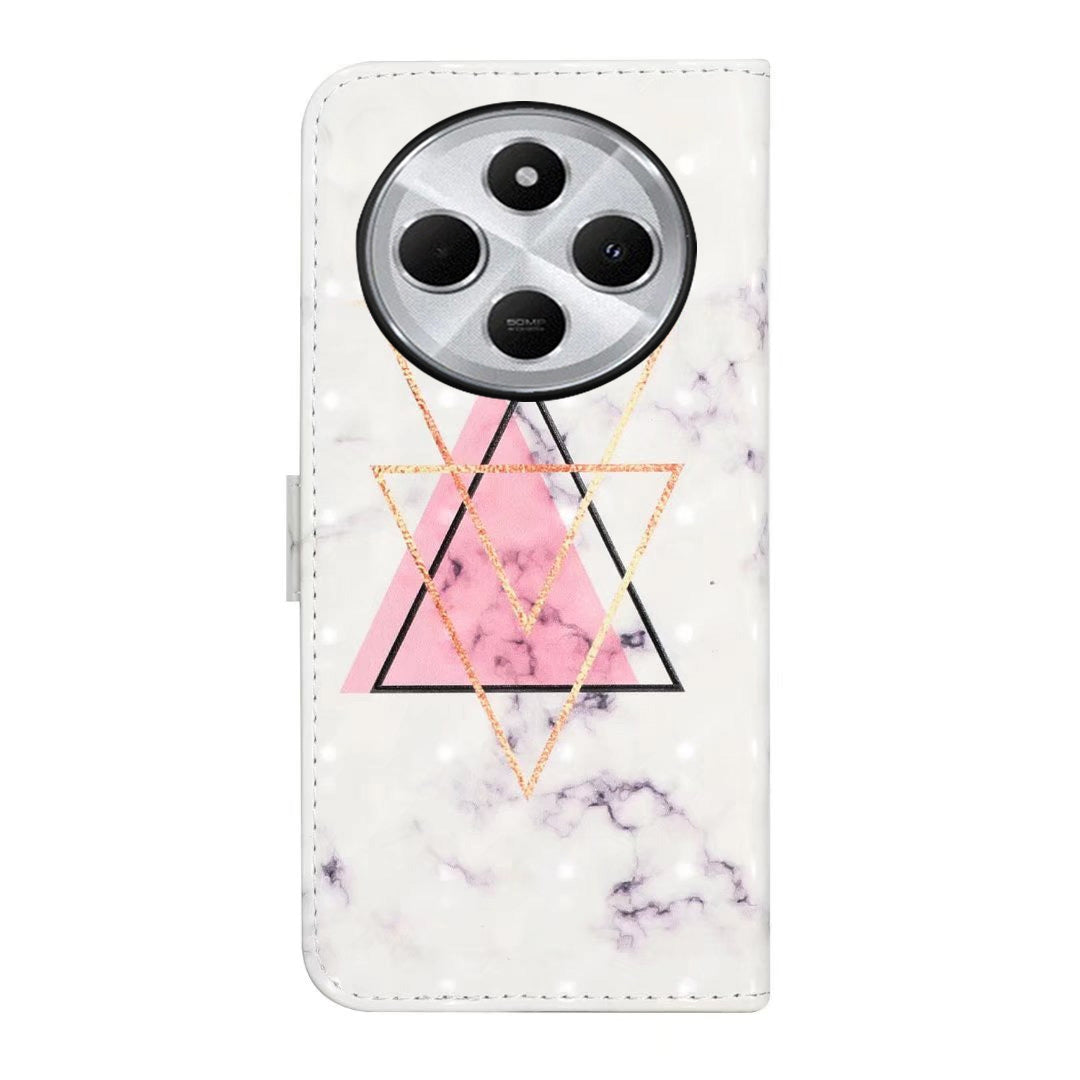 For Redmi 14C 4G Oil Embossed 3D Drawing Leather Phone Case(Triangular Marble)