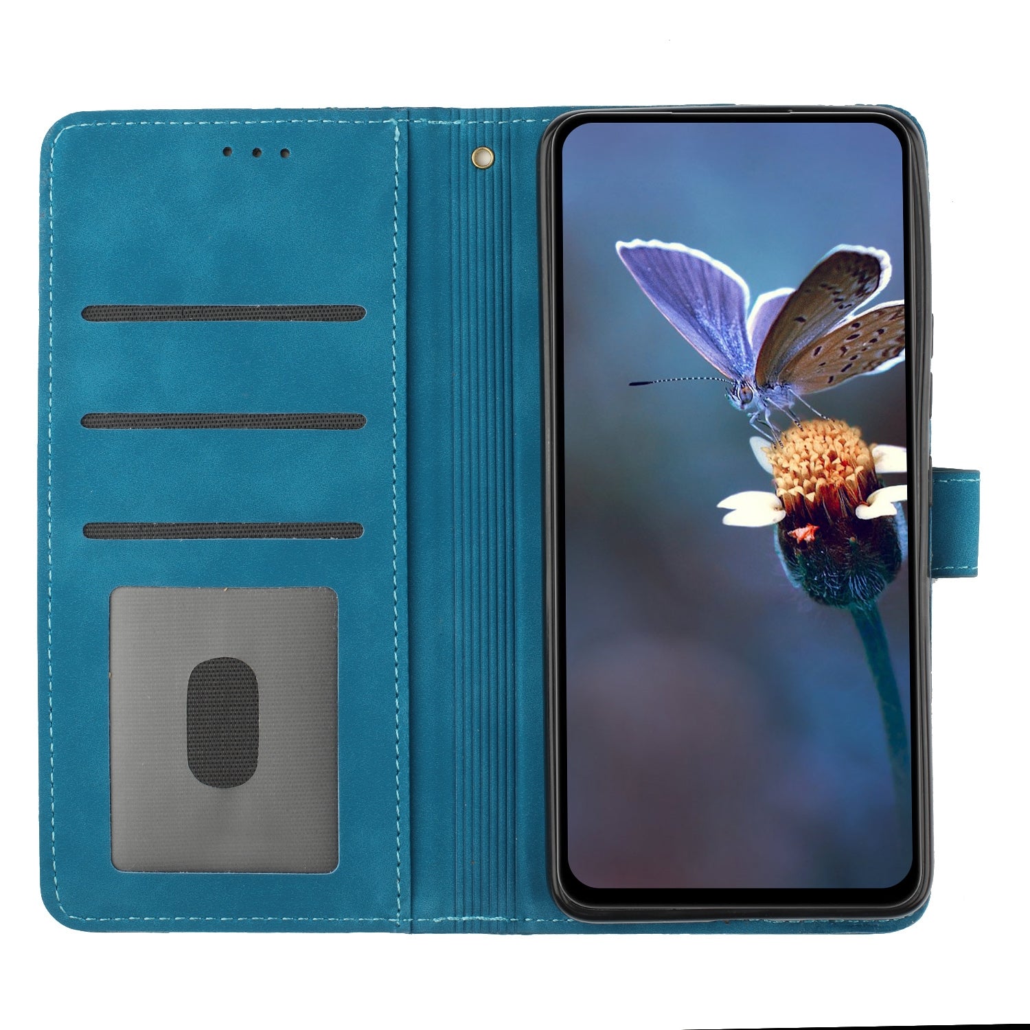 For Redmi 14C 4G Flower Embossing Pattern Leather Phone Case(Blue)