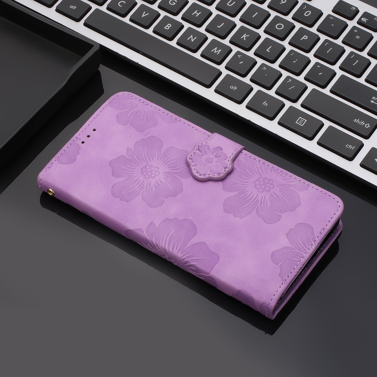 For Redmi 14C 4G Flower Embossing Pattern Leather Phone Case(Purple)