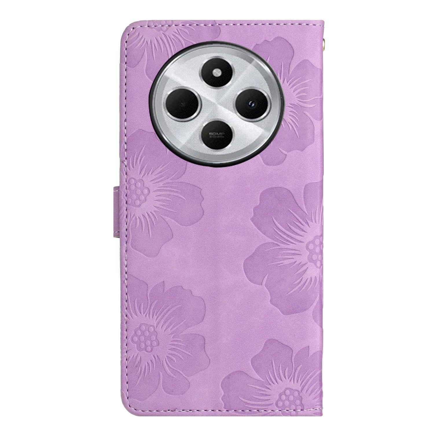 For Redmi 14C 4G Flower Embossing Pattern Leather Phone Case(Purple)