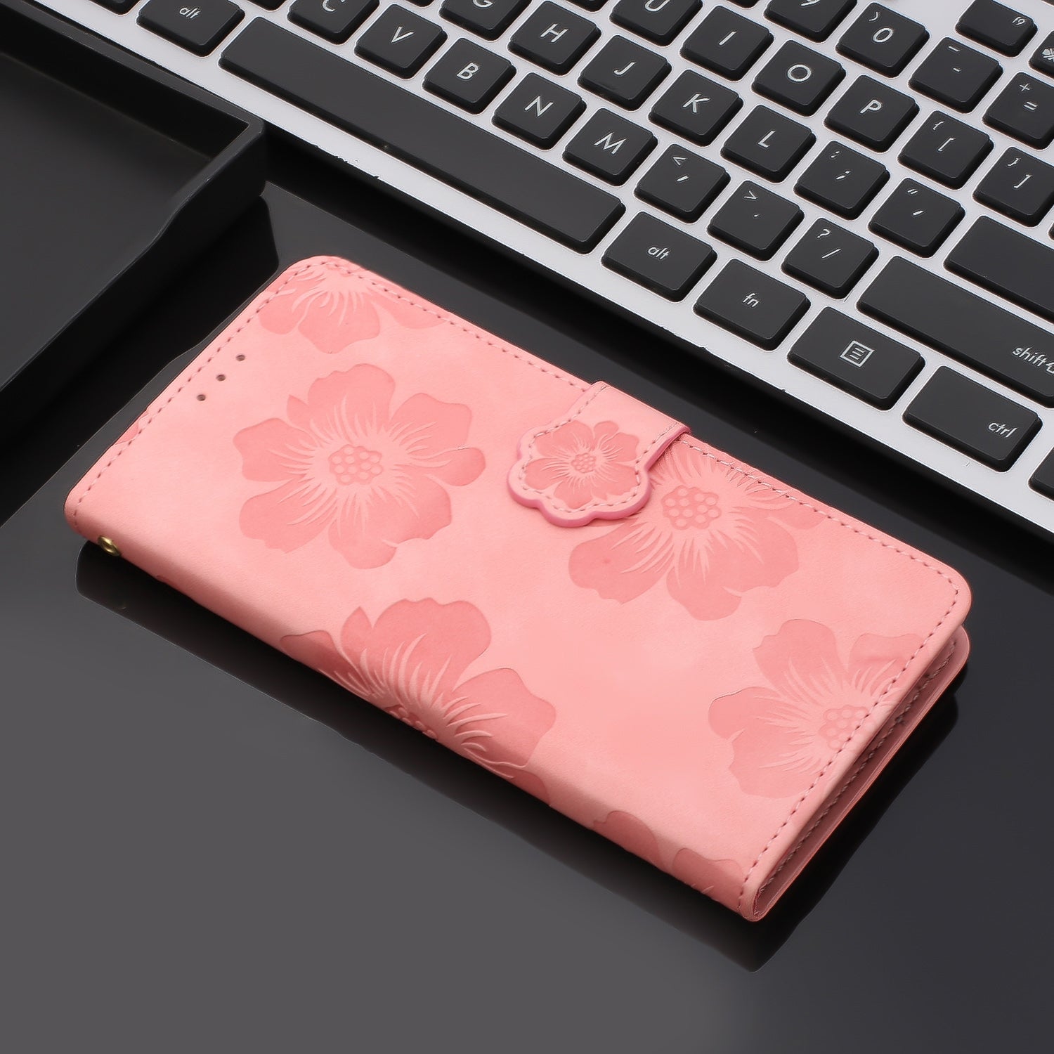 For Redmi 14C 4G Flower Embossing Pattern Leather Phone Case(Pink)