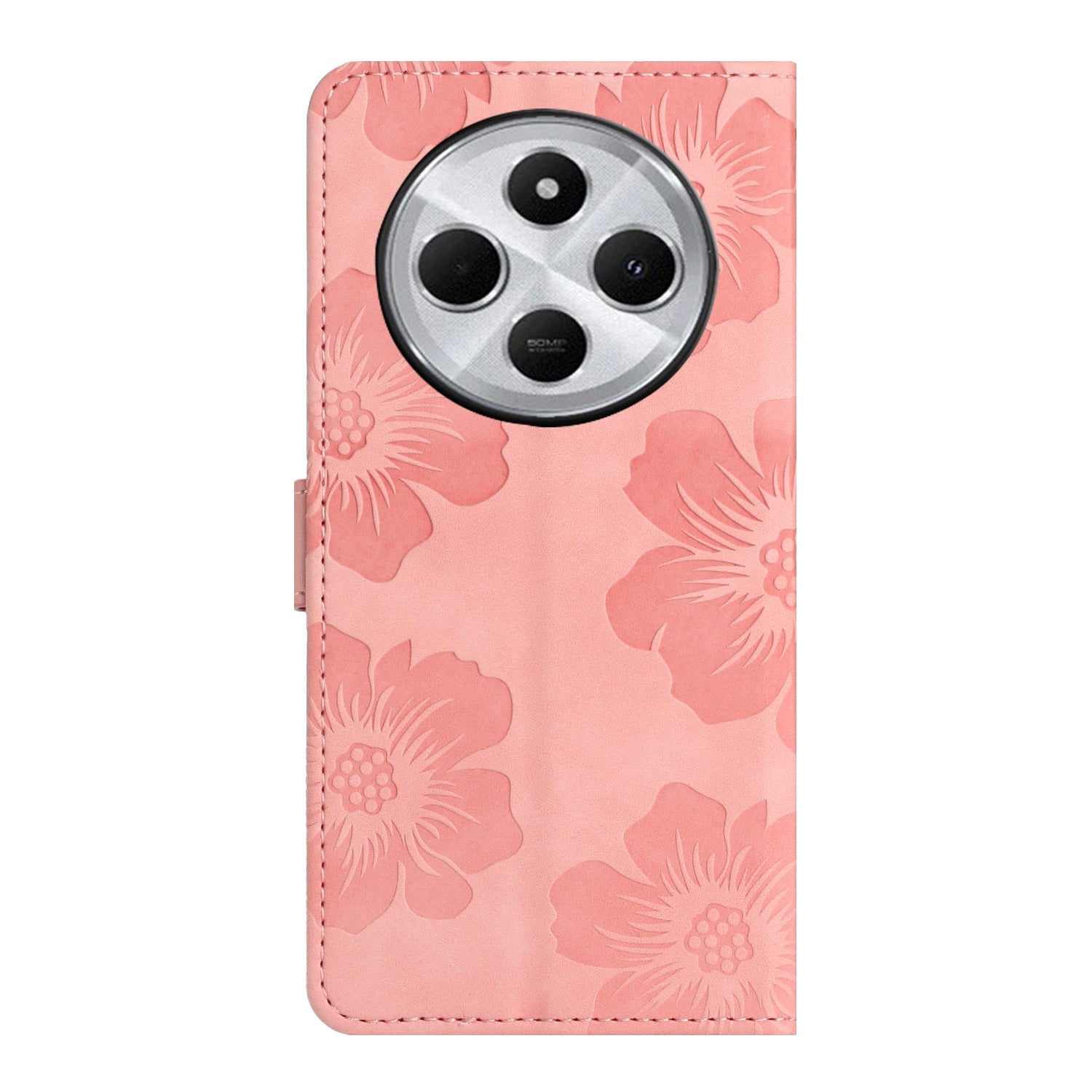 For Redmi 14C 4G Flower Embossing Pattern Leather Phone Case(Pink)