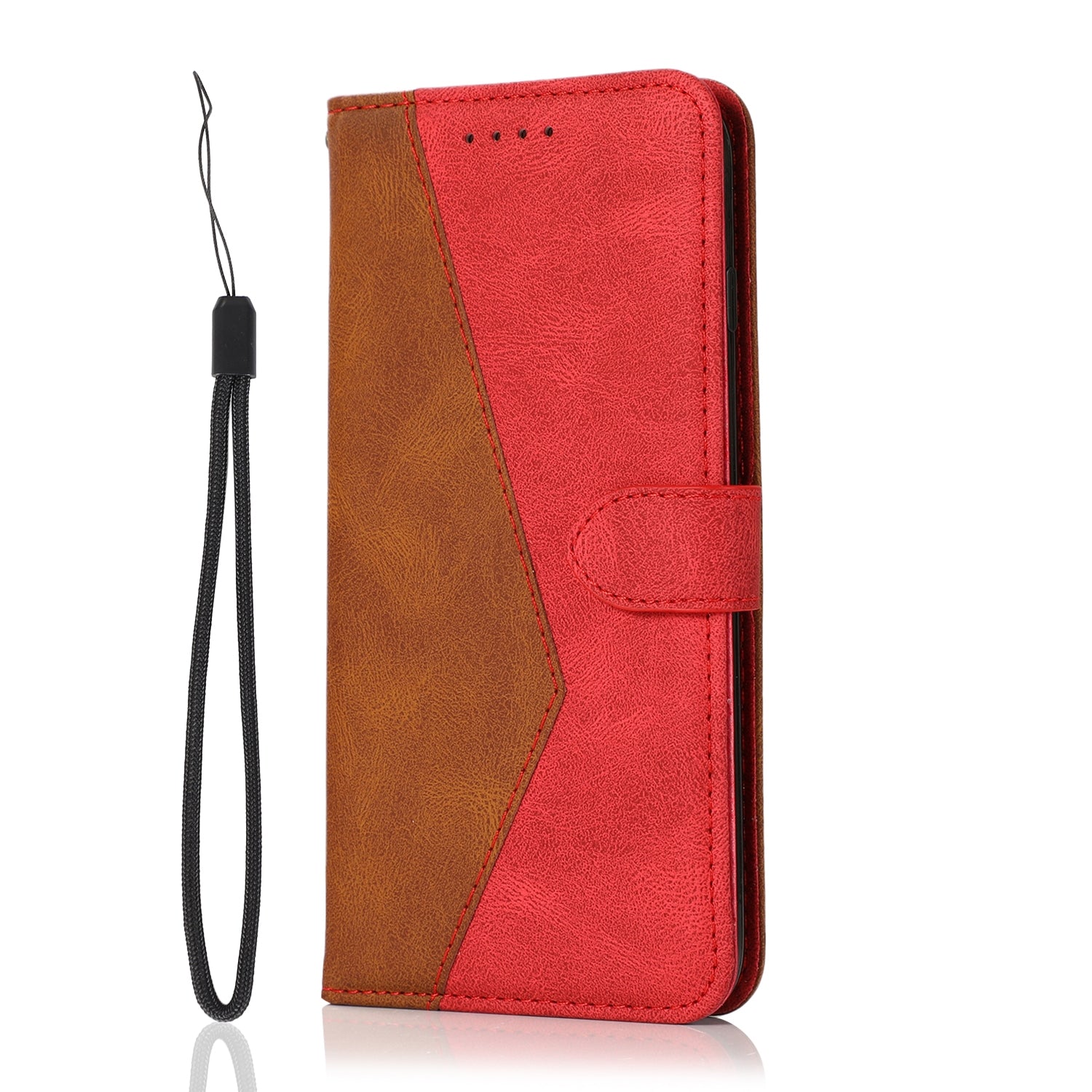 For Redmi 14C 4G Dual-color Stitching Leather Phone Case(Brown Red)