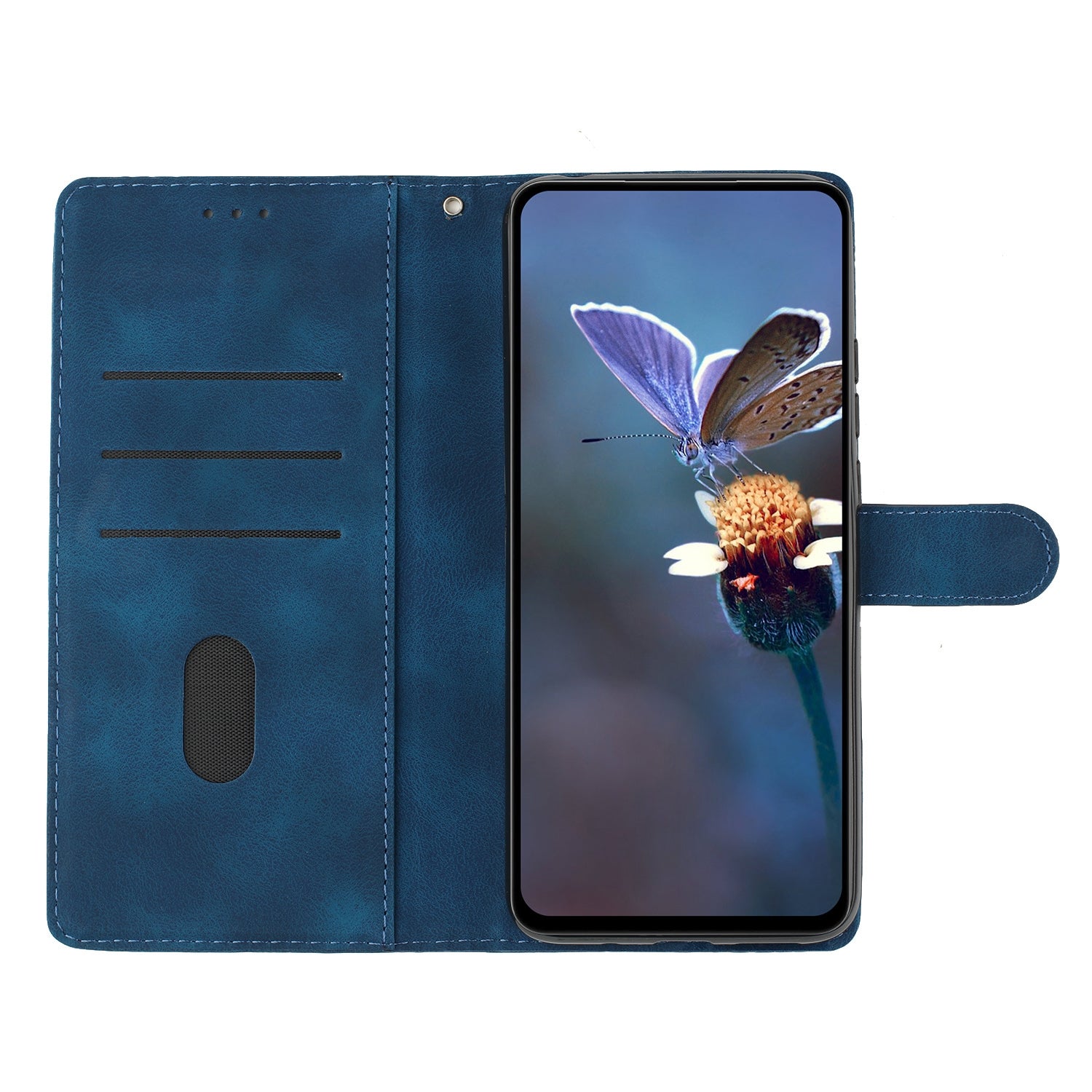 For Redmi 14C 4G Flower Butterfly Embossing Pattern Leather Phone Case(Blue)