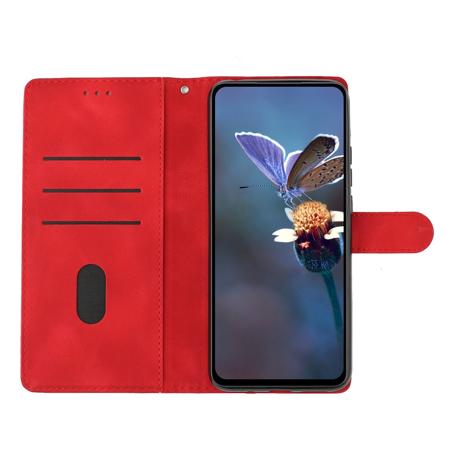 For Redmi 14C 4G Flower Butterfly Embossing Pattern Leather Phone Case(Red)