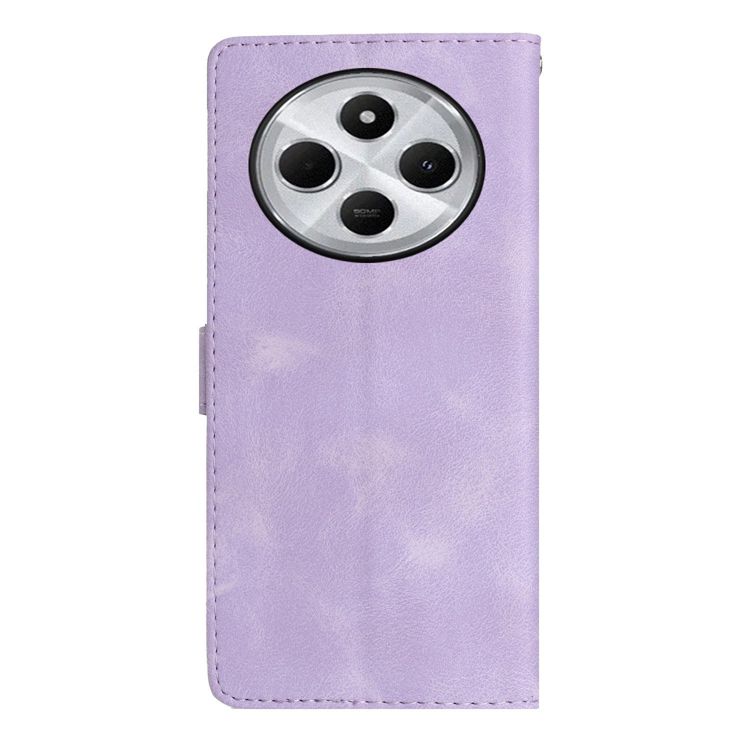 For Redmi 14C 4G Flower Butterfly Embossing Pattern Leather Phone Case(Purple)