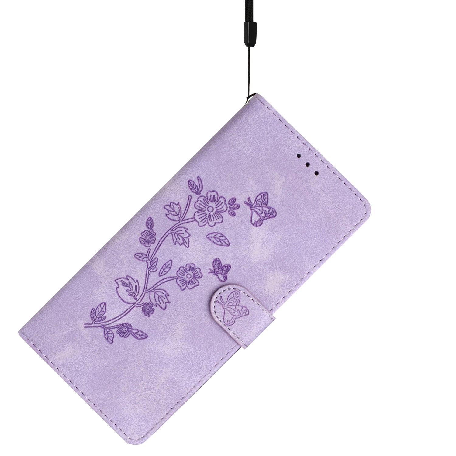 For Redmi 14C 4G Flower Butterfly Embossing Pattern Leather Phone Case(Purple)