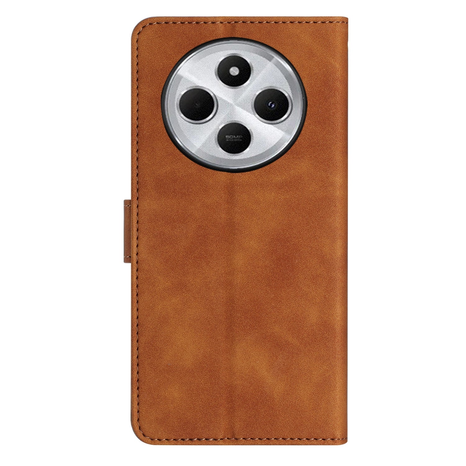 For Redmi 14C 4G Seven Butterflies Embossed Leather Phone Case(Brown)