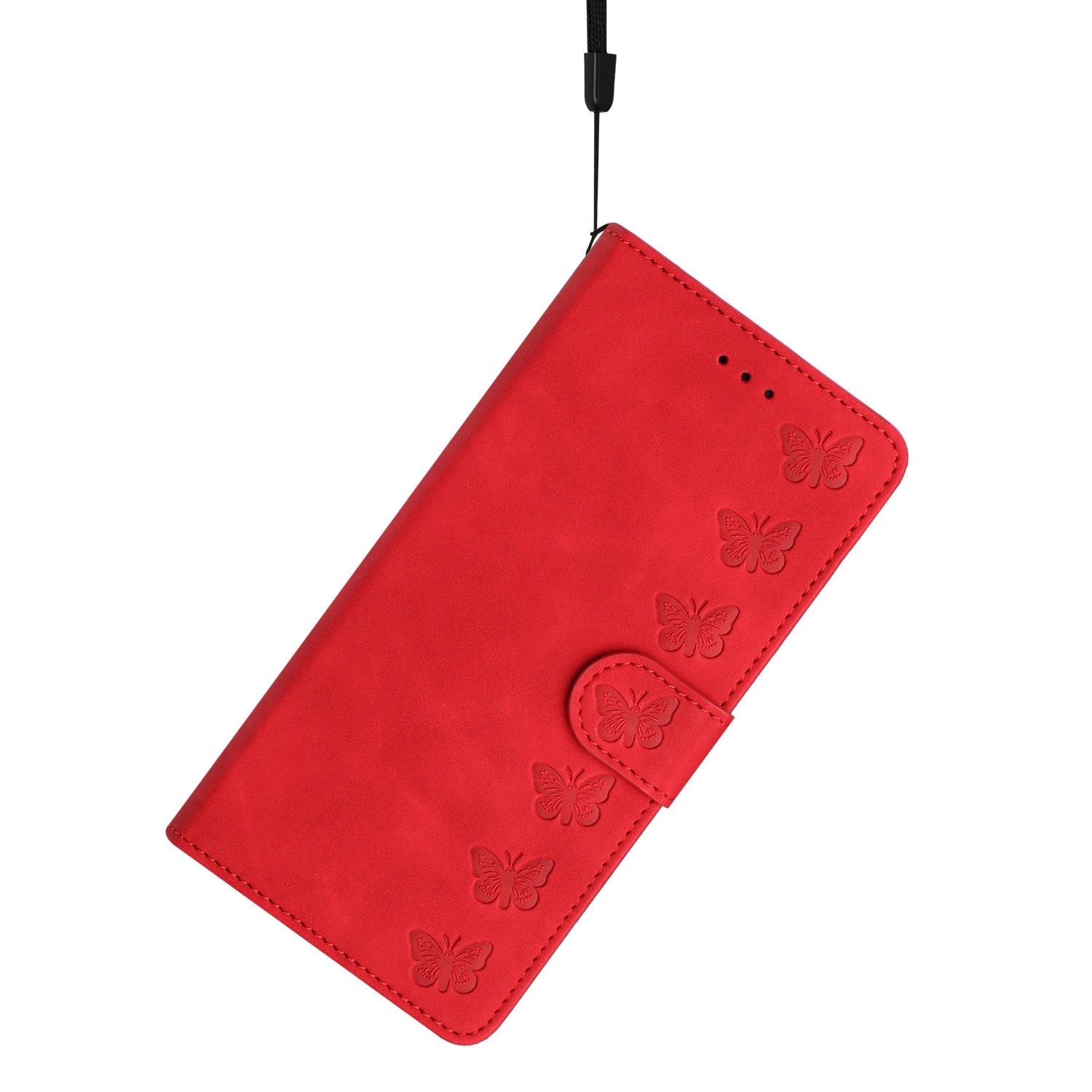 For Redmi 14C 4G Seven Butterflies Embossed Leather Phone Case(Red)