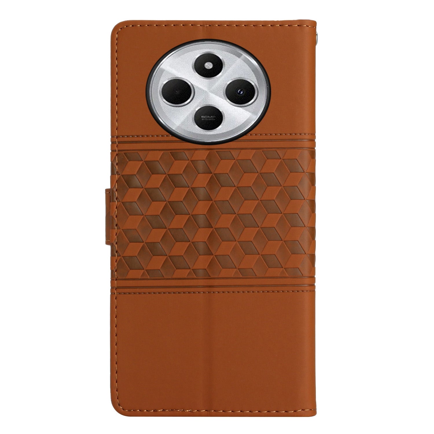 For Redmi 14C 4G Diamond Embossed Skin Feel Leather Phone Case(Brown)