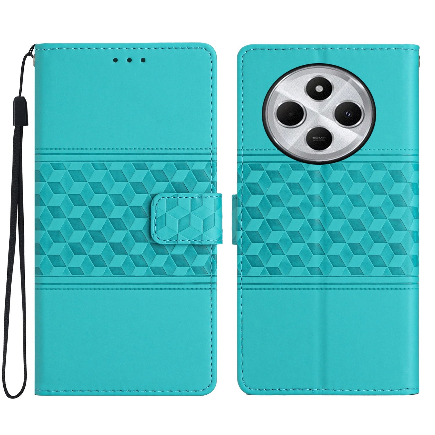 For Redmi 14C 4G Diamond Embossed Skin Feel Leather Phone Case(Blue)