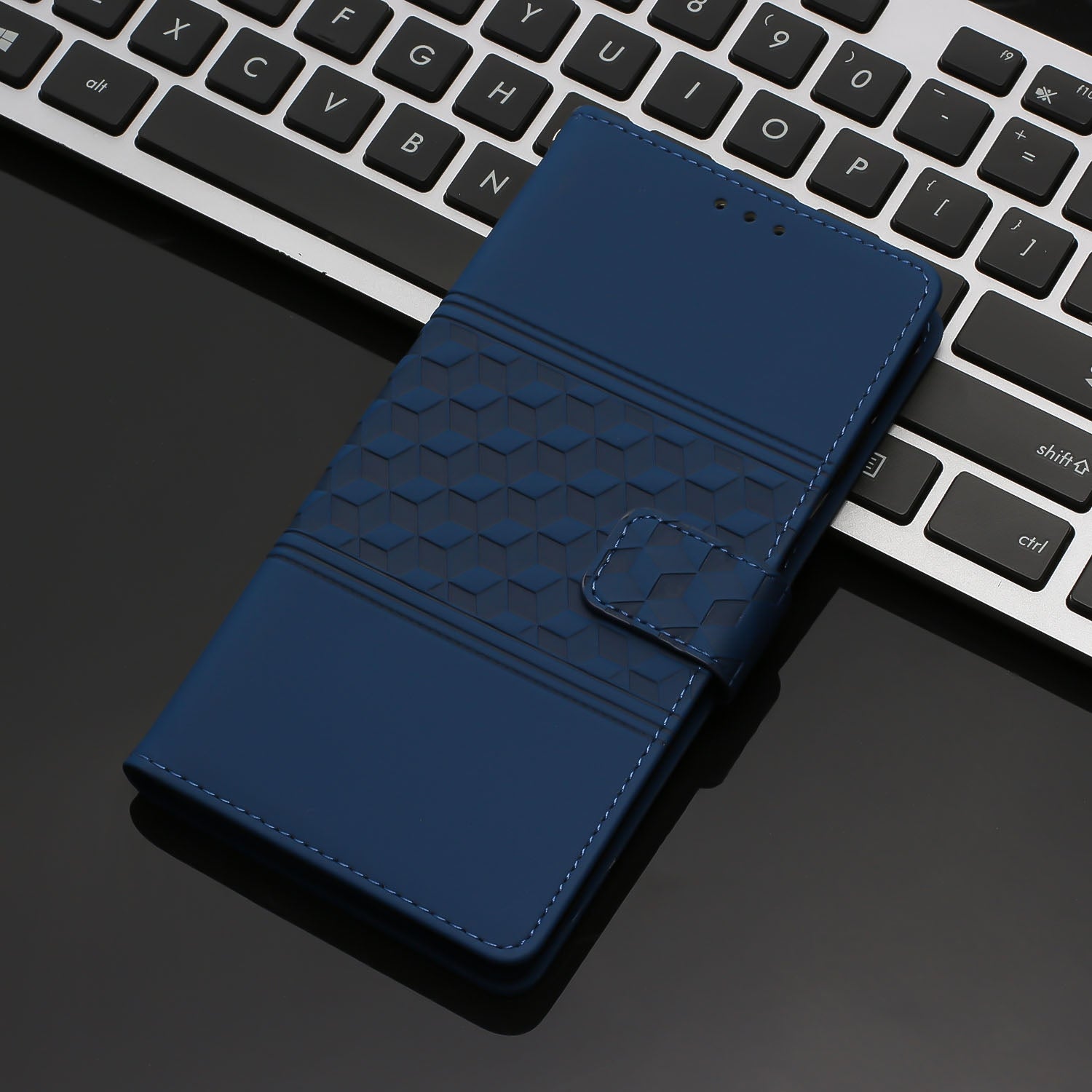 For Redmi 14C 4G Diamond Embossed Skin Feel Leather Phone Case(Dark Blue)