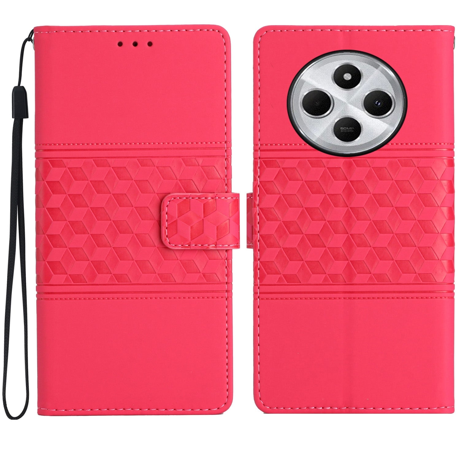 For Redmi 14C 4G Diamond Embossed Skin Feel Leather Phone Case(Red)