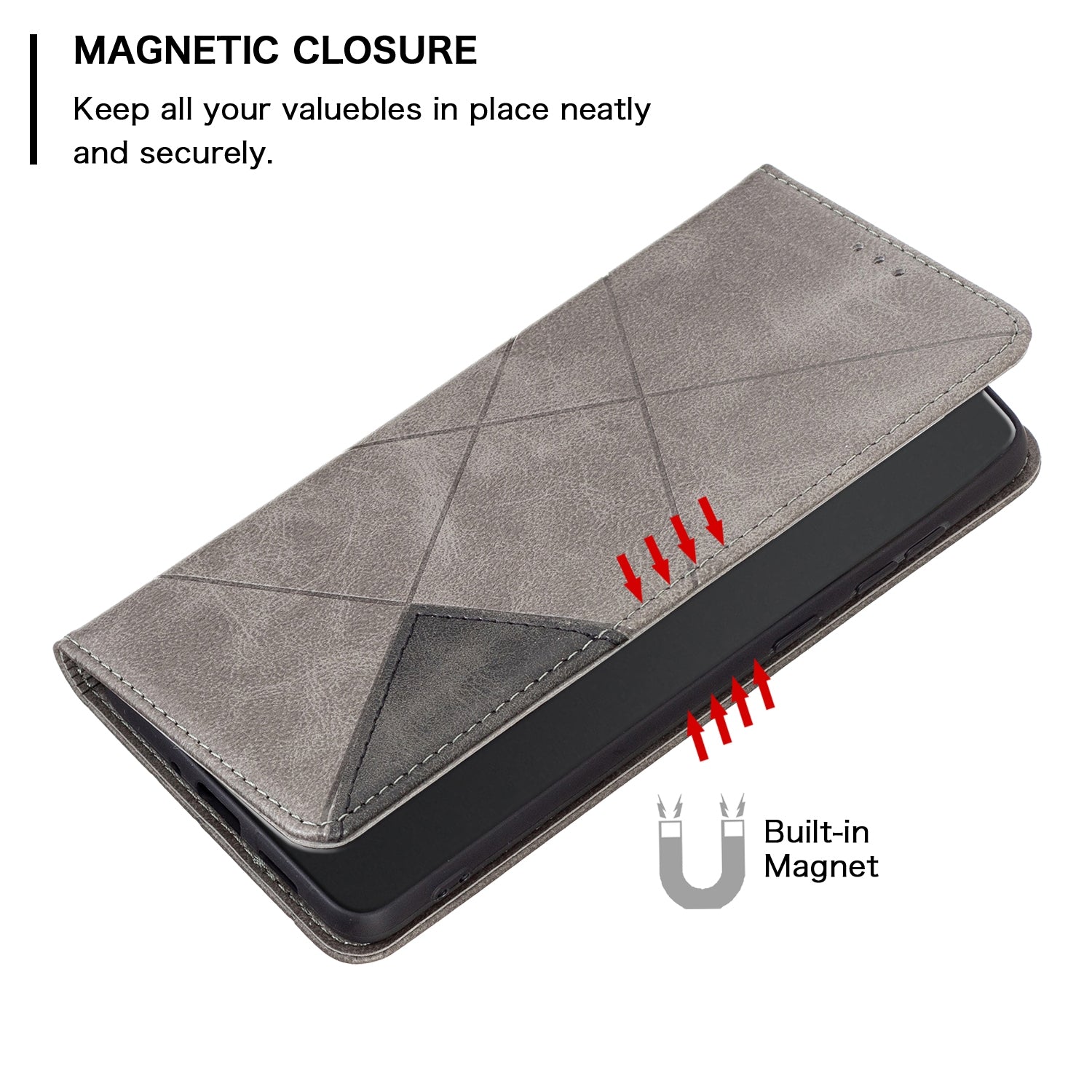 For Redmi 14C 4G Rhombus Texture Magnetic Leather Phone Case(Grey)