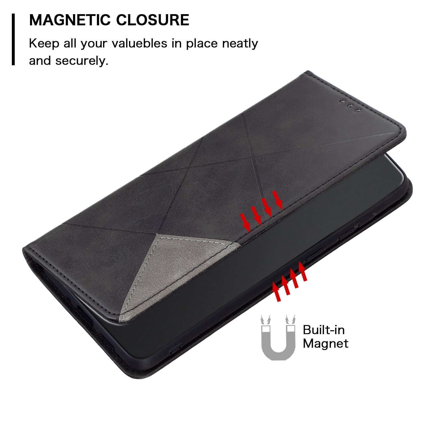 For Redmi 14C 4G Rhombus Texture Magnetic Leather Phone Case(Black)