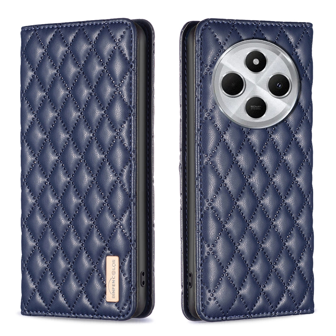 For Redmi 14C 4G Diamond Lattice Magnetic Leather Flip Phone Case(Blue)