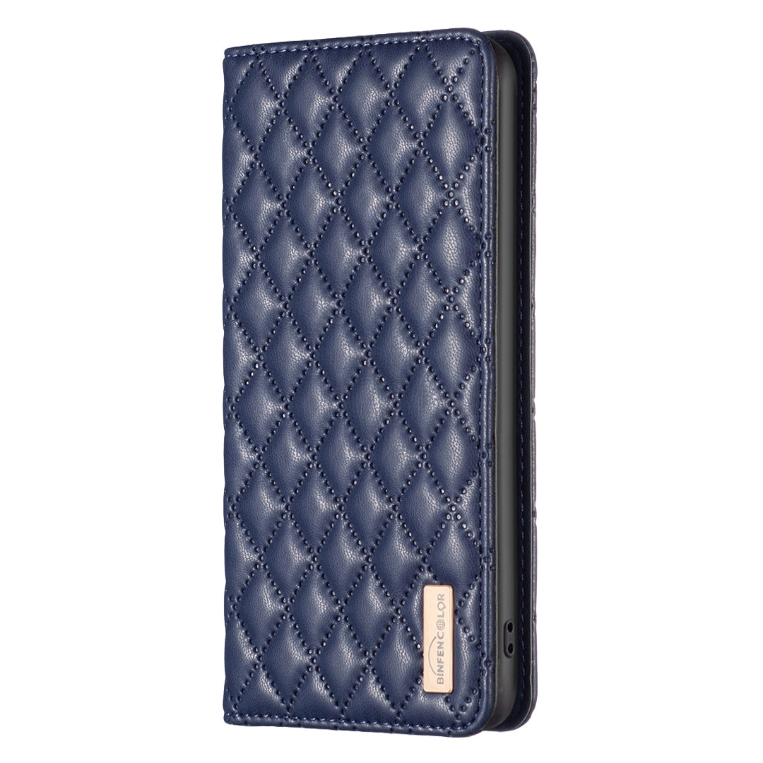 For Redmi 14C 4G Diamond Lattice Magnetic Leather Flip Phone Case(Blue)