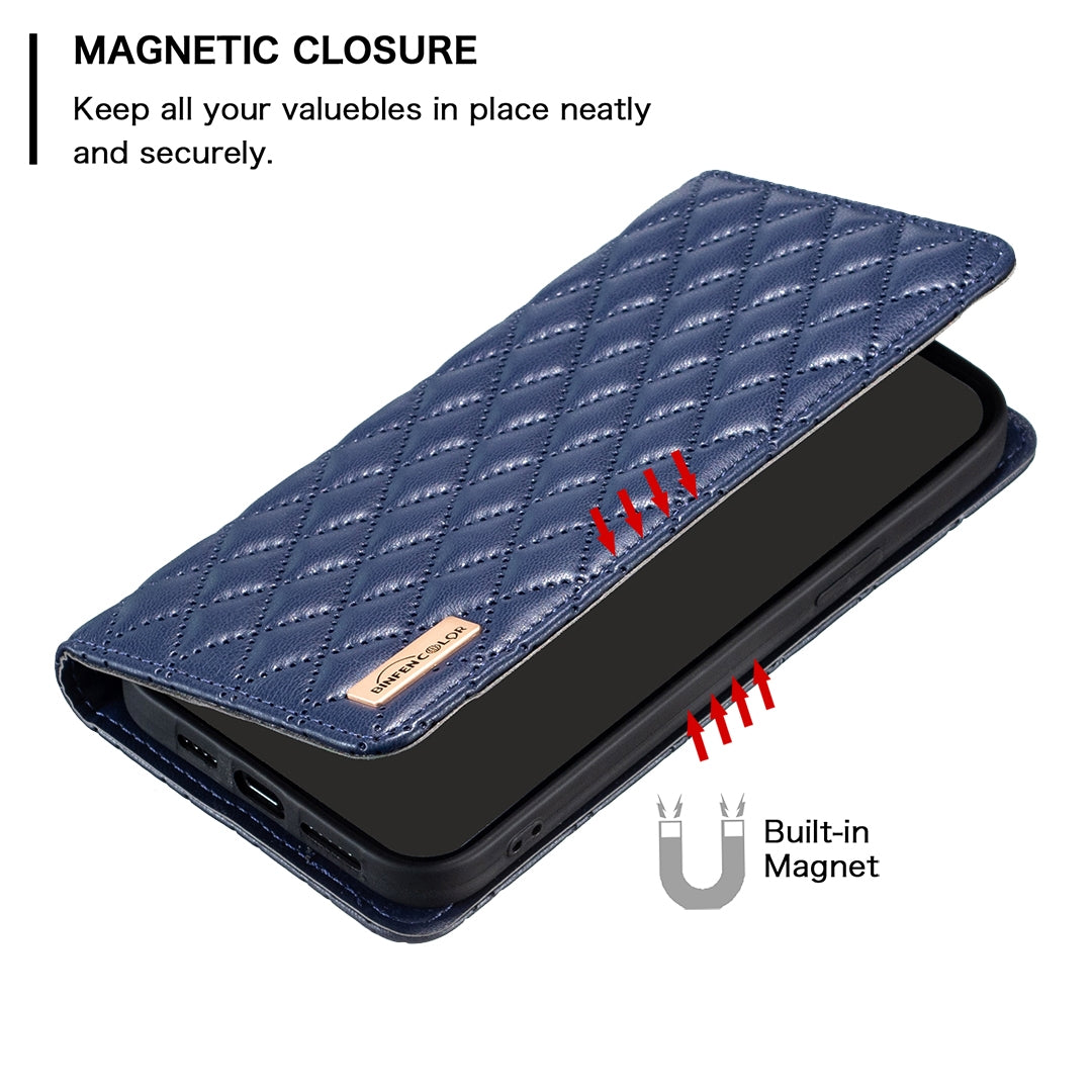 For Redmi 14C 4G Diamond Lattice Magnetic Leather Flip Phone Case(Blue)