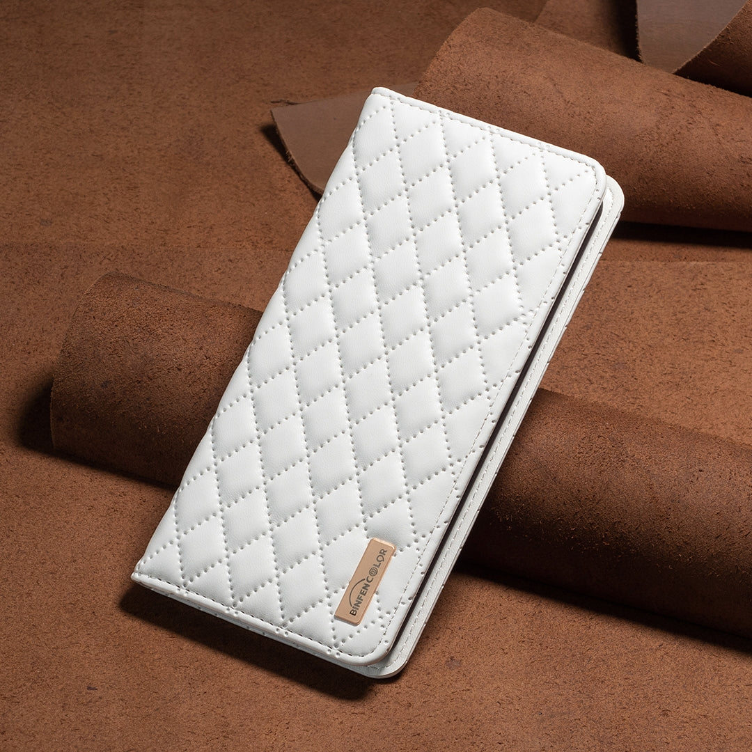 For Redmi 14C 4G Diamond Lattice Magnetic Leather Flip Phone Case(White)