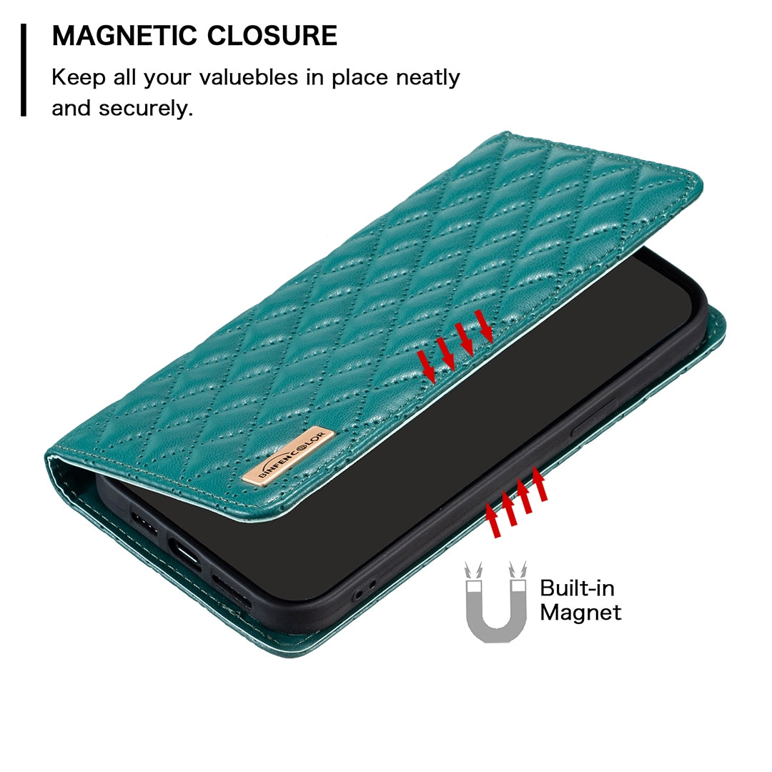 For Redmi 14C 4G Diamond Lattice Magnetic Leather Flip Phone Case(Green)