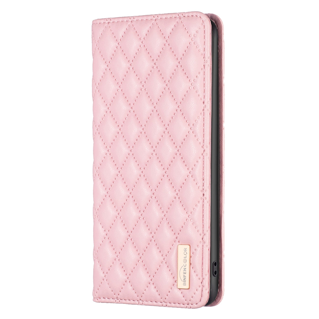 For Redmi 14C 4G Diamond Lattice Magnetic Leather Flip Phone Case(Pink)