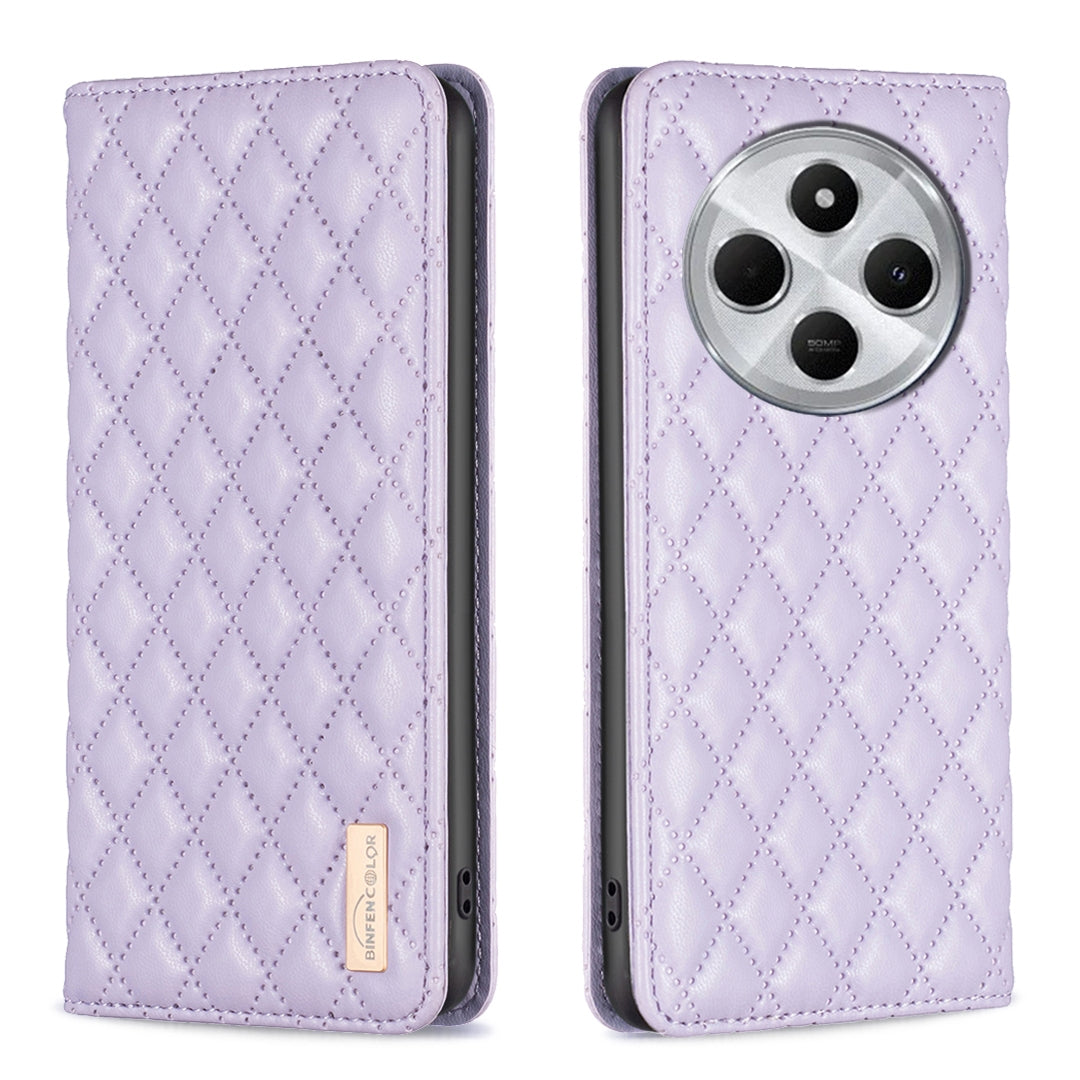 For Redmi 14C 4G Diamond Lattice Magnetic Leather Flip Phone Case(Purple)