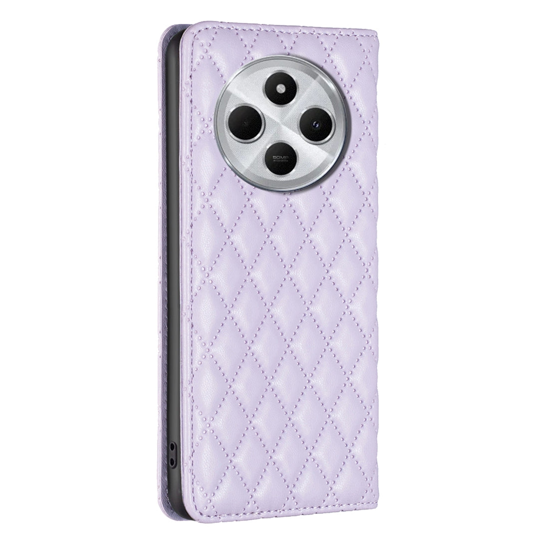 For Redmi 14C 4G Diamond Lattice Magnetic Leather Flip Phone Case(Purple)